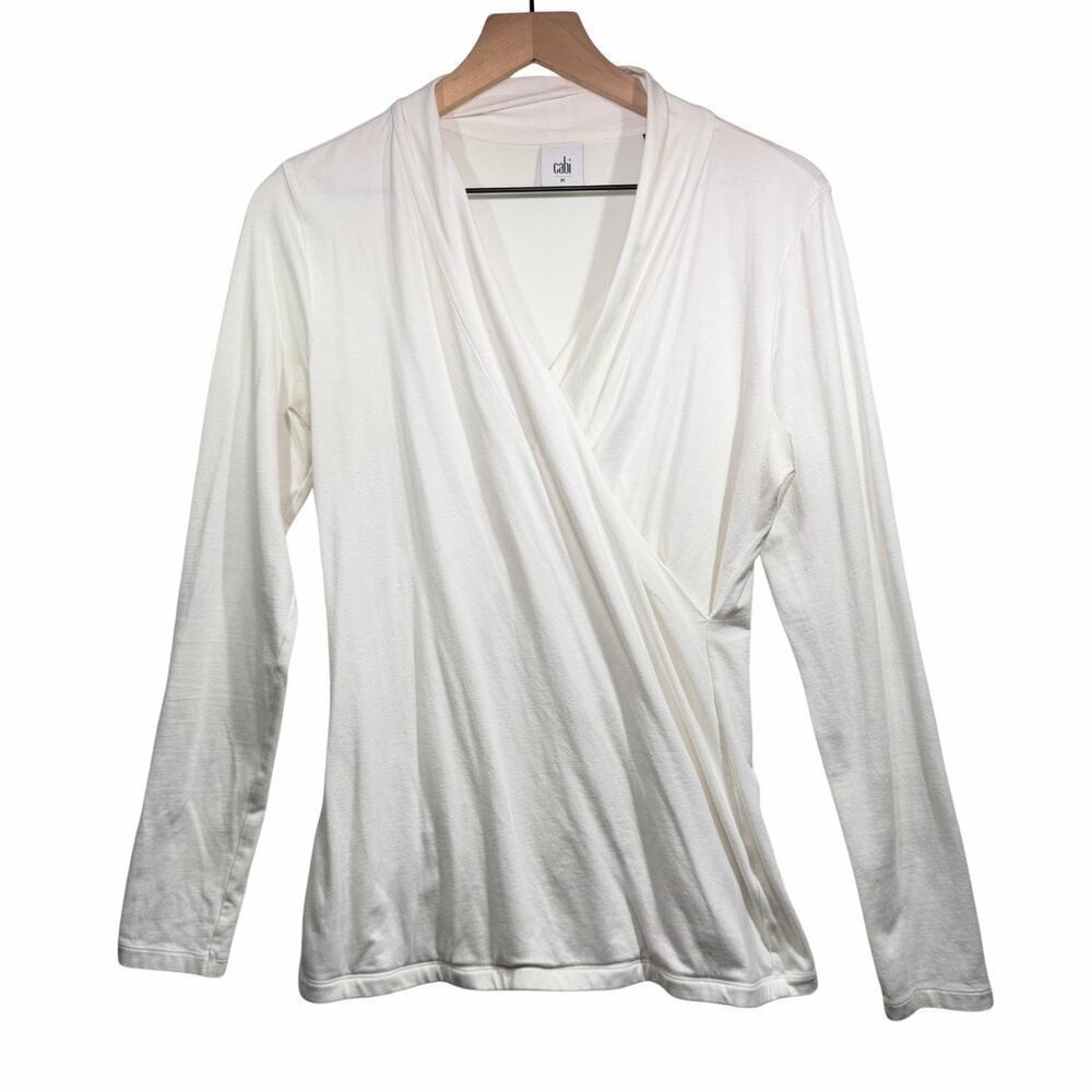 Cabi Long Sleeve Wrap Top White Women's size XS Business Casual